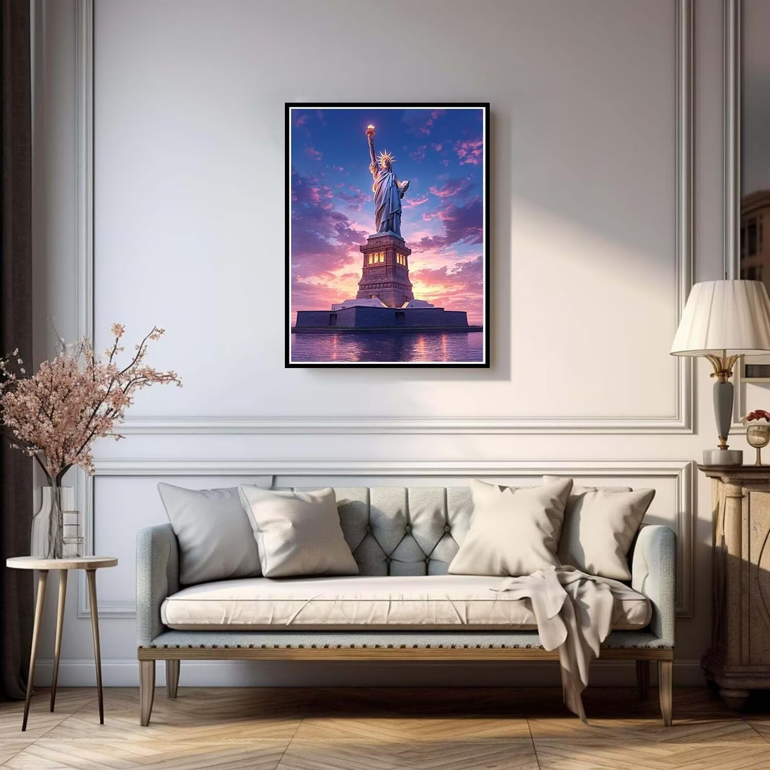 Diamond Painting Statua della libertà Fai da Te 5D Regalo di Grandi Dimensioni Decorazione Mosaico Strass Ricamo Kit Completo Punto Croce Diamante Pieno Arte Artigianale,Trapano Quadrato,50x60cm