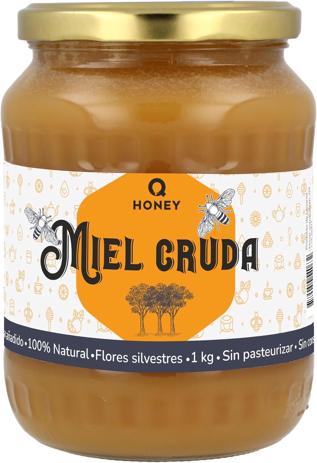 
Q-Honey Miel de Abeja Pura, Miel Cruda, 100% Miel Pura Natural Honey Sin Filtrar Sin Azúcar, Alta Concentración de Minerales