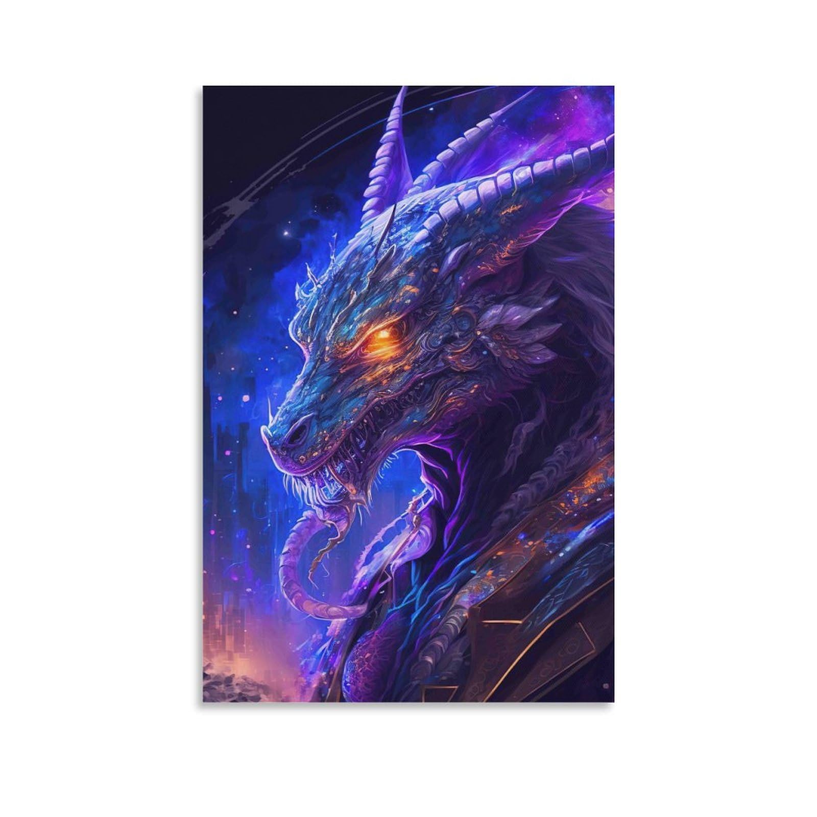 DHBANEIOK Fantasy Dragon Art_1_1 Poster Artwork Canvas Prints Picture Modern Canvas Wall Art Picture Wall Hanging for Bathroom Wall Decor 24x36inch(60x90cm)