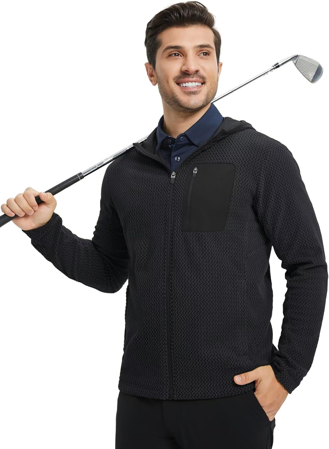 M MAELREG Fleece Hoodies Jacket Men Full Zip with 3 Zip Pockets Lightweight Soft Warm Hoodie for Golf Athletic Travel - Image 5