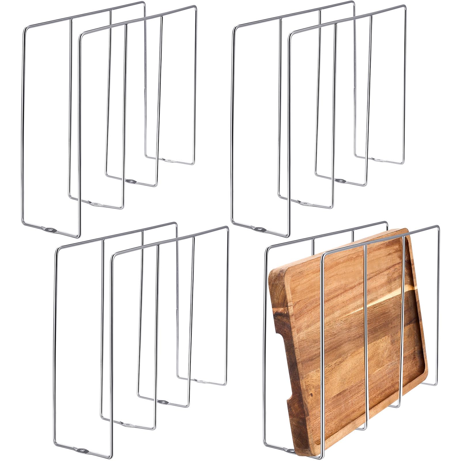 Blulu U-förmiger Keksblatt-Organizer für Schrank, Backblech, Organizer, Küchenschrank, Trennwände, vertikale Chrom-Pfannenregal, Aufbewahrungsdrähte, Trennwände, Gesichtsöffnung von 8,9 cm