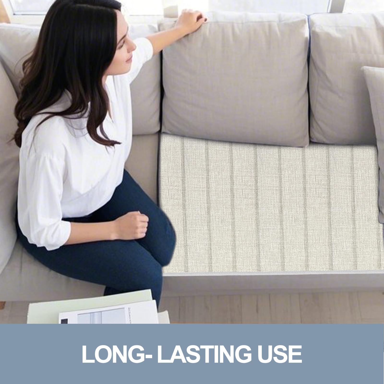 Soporte de cojín de sofá para asiento caído – (60 x 205 cm) de madera para sofá extra grande de 3 plazas, tableros rejuvenecedores de sofá grandes con superficie Oxford (beige)