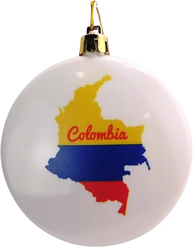 Adorno de Colombia con mapa de país, recuerdo de vacaciones, decoración de árbol de Navidad
