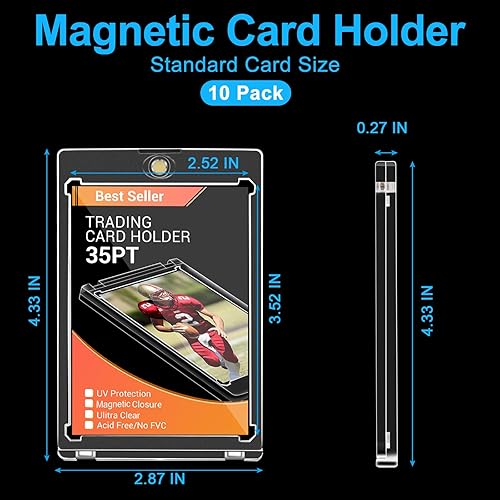 Miniatura 3 de Paquete de 5 tarjeteros magnéticos, soporte magnético para tarjetas de intercambio de 35PT, soporte para tarjetas de béisbol, fundas de acrílico
