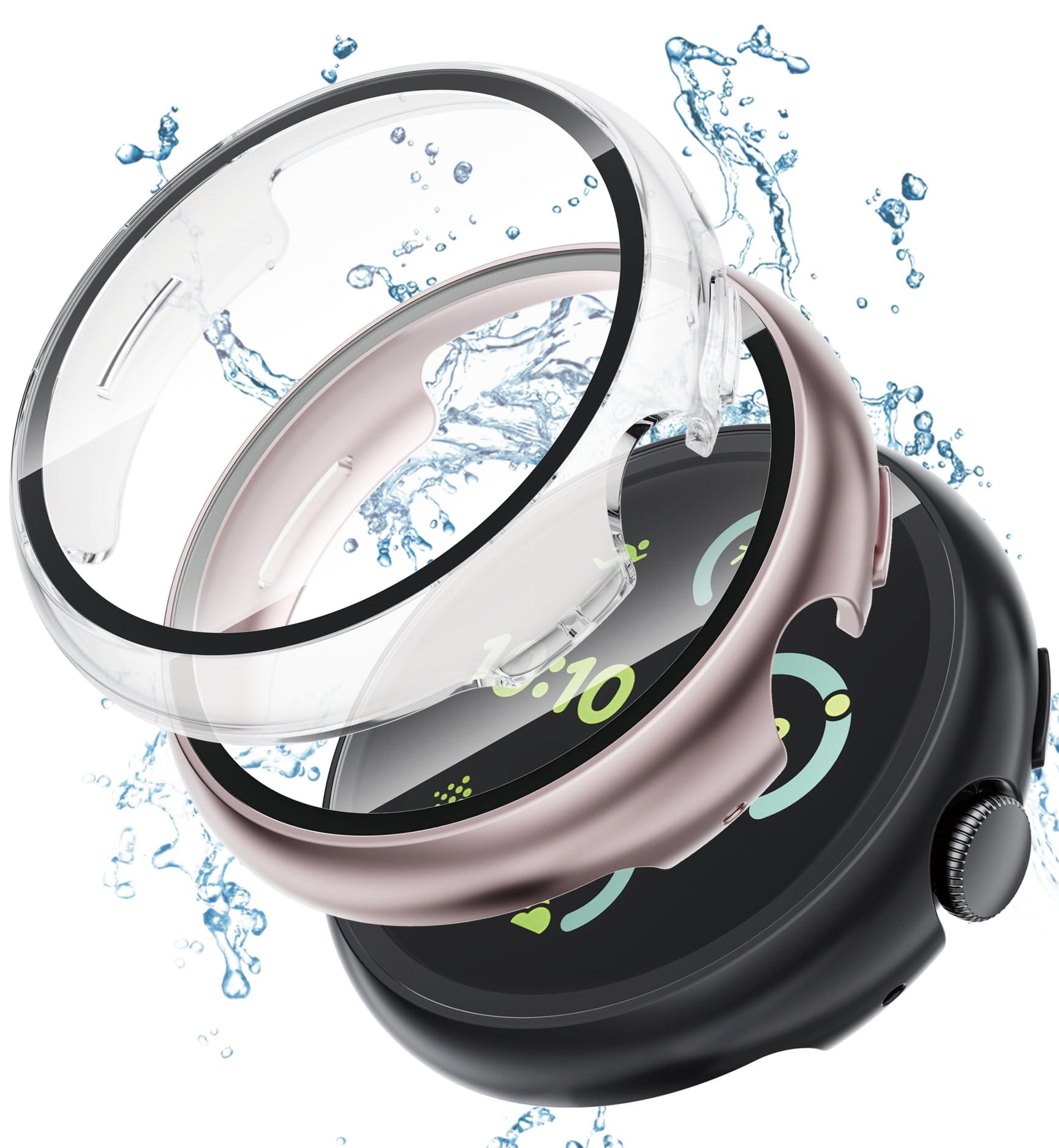 3 Pack Case for Google Pixel Watch 3 pro 45mm/Pixel Watch 3 2 1 41mm Screen Protector, All-Round Hard PC Protective High Definition Cover for Google Pixel Watch 3 pro 45mm case men women