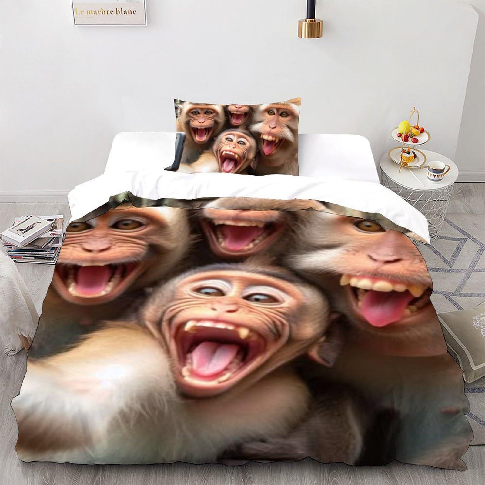 Housse de couette 135x200 animaux 3D lit simple enfant fille garçon en microfibre