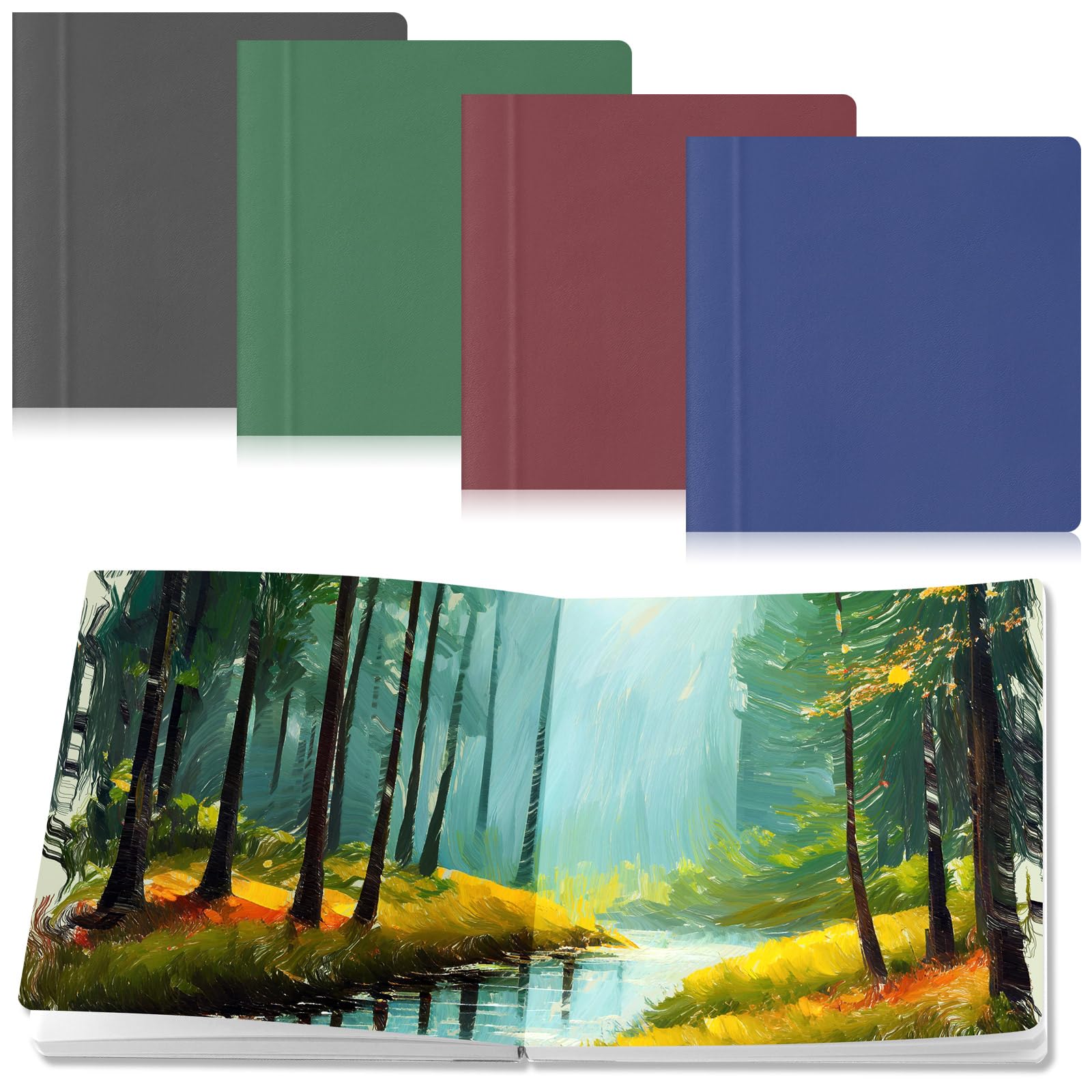 Tenceur 4 mini quaderni ad acquerello, 14 x 14 cm, portatile, 120 fogli, 240 pagine, piccoli quaderni quadrati per schizzi ad acquerello, diari di viaggio, forniture artistiche per media misti (Serene