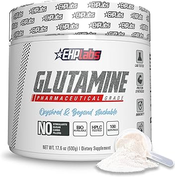 EHP Labs L Glutamine Powder Amino Acids - L-Glutamine, Workout Recovery, Immune Health & Gut Health Support 500g - 100 Servings
