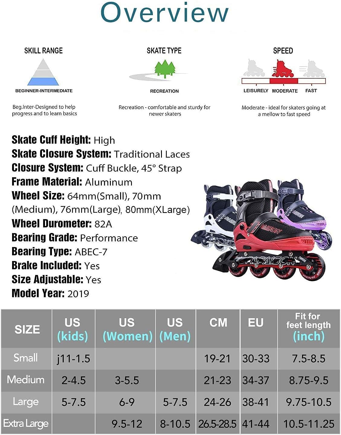 PAPAISON Adjustable Inline Skates for Kids and Adults with Full Light Up Wheels , Outdoor Roller Skates for Girls and Boys, Men and Women : Sports & Outdoors