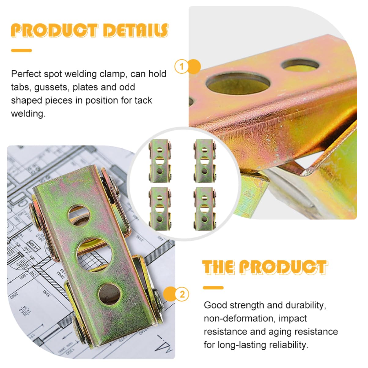 HOLIDYOYO 4Pcs Type Welding Clamps Durable Stainless Steel Magnetic Tools for Spot Welding Design for Tabs and Plates Compact and Portable Welding Accessories