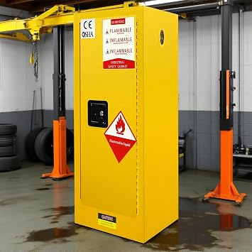 24 Gal Safety Storage Flammable Cabinet, Adjustable Shelf Galvanized Steel 3 Point Locker Flammable Storage Cabinet, for Commercial, Industrial and Lab
