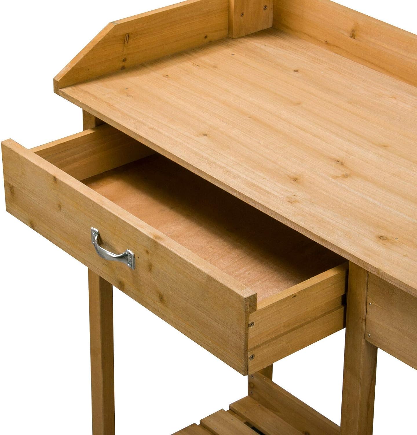 Wood Workbench Planting Table Potting Bench Garden Shelf Outdoor Storage w/Sink with Ebook