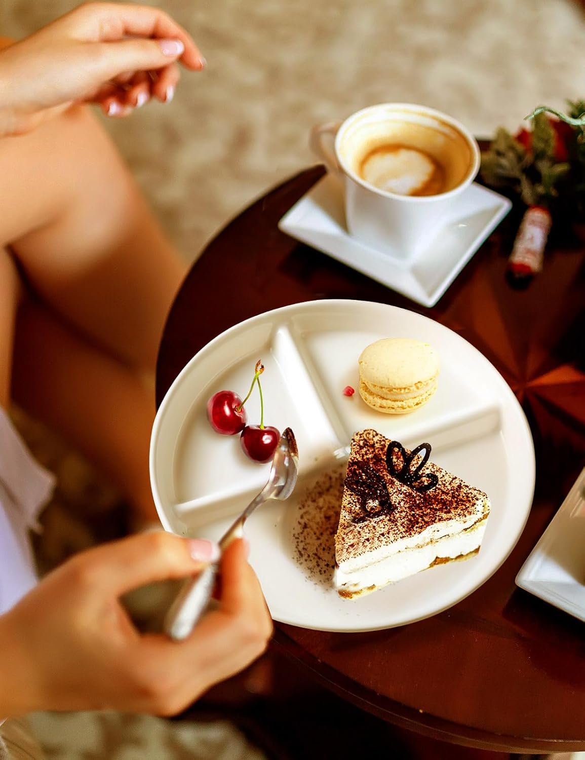 AISBUGUR Ceramic Portion Control Plate for Weight Loss,9-Inch Divided Plate for Adults,3-Compartment Portion Plate for Healthy Eating,Dishwasher & Microwave Safe,White - Image 6