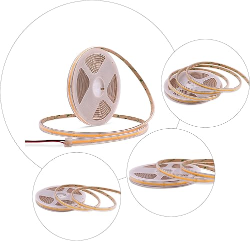 Miniatura 8 de Tira de luz LED COB impermeable IP68, 16.4 pies, 12 V, 3000 K, 480 LEDs/m, CRI>90, cinta flexible para decoración de baño al aire libre y piscina
