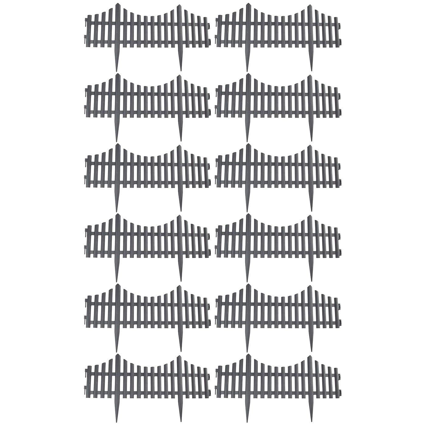 Acan Tradineur - Pack de 12 Vallas de plásticos Decorativas de jardín - Borde para cespéd, Plantas, Flores, decoración de Exterior - N.º 5-32,5 x 60 x 0,7 cm - Color Gris Oscuro
