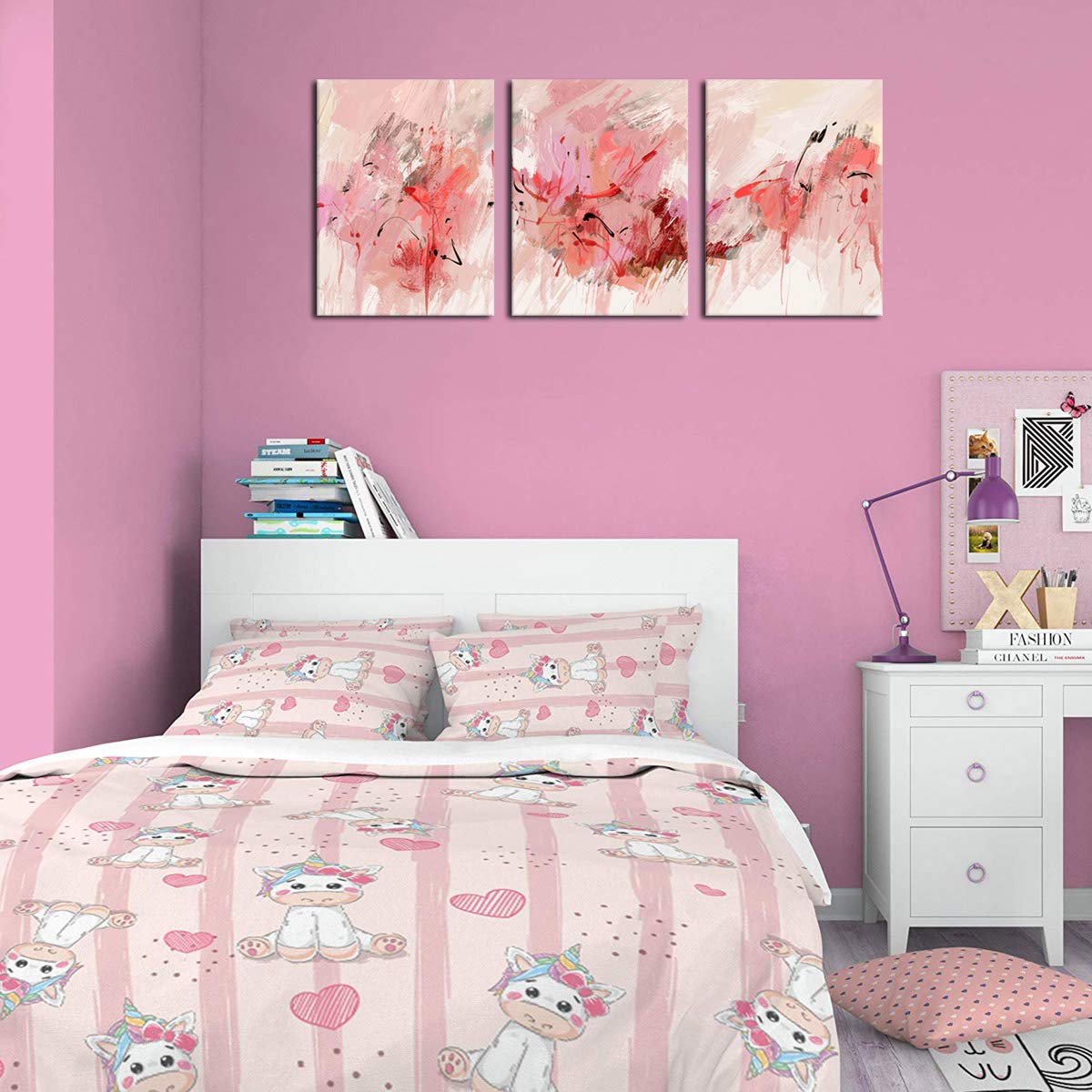 Abstrakte Wandkunst, moderne Leinwandbilder, abstrakt, zeitgenössisch, Leinwand-Kunstwerk für Mädchen, Schlafzimmer, Wohnzimmer, Badezimmer, Küche, Büro, Zuhause, Wanddekoration, gerahmt, fertig zum