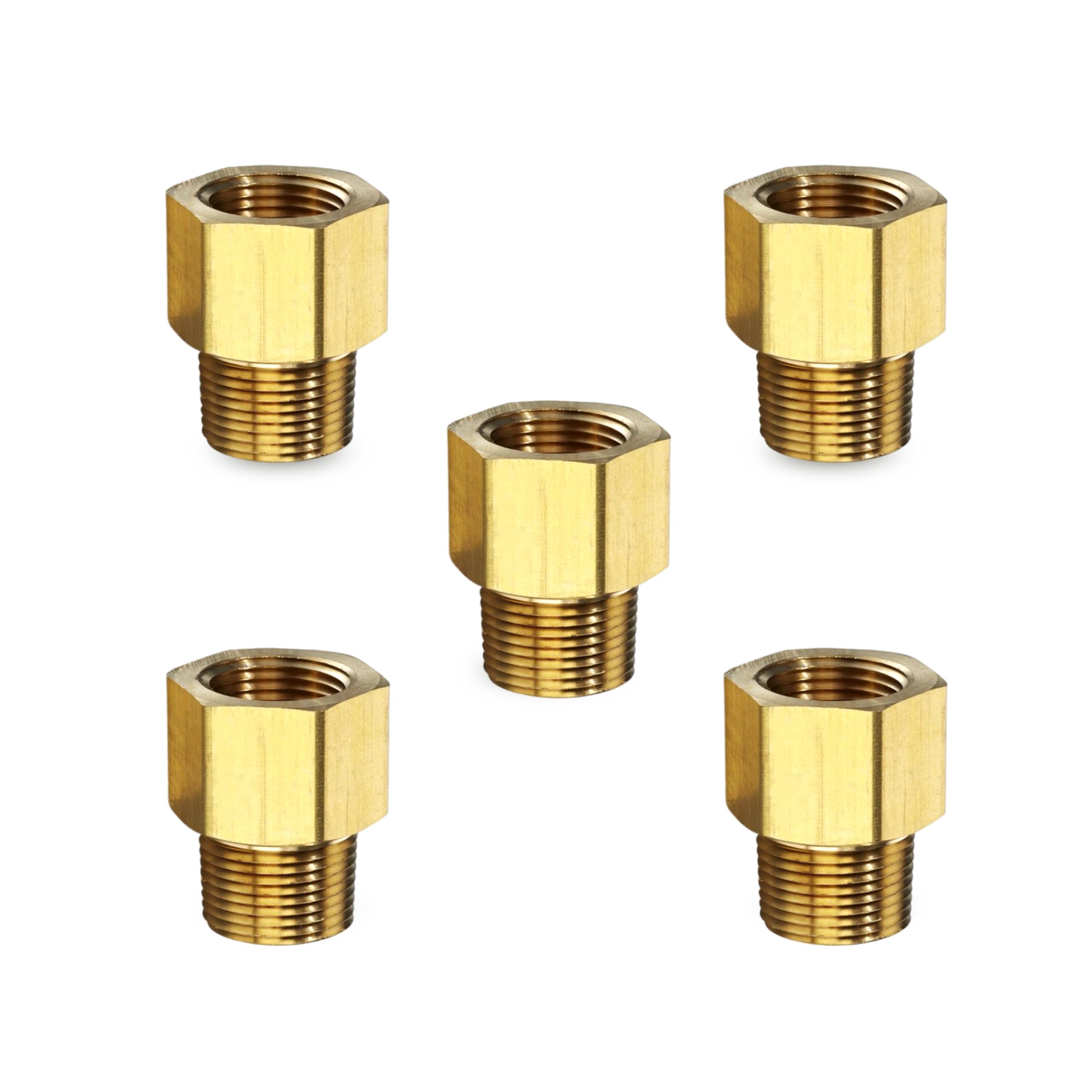 Mosiężna złączka do rur adapter męski na żeński adaptery do rur (5 sztuk) (3/8 cala M x 1/10.2 cm F)
