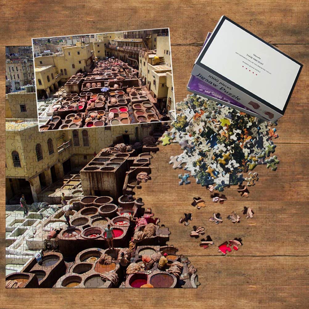 Puzzle 1000 Pezzi In Legno – Marocco Old Town FES, Souvenir Viaggio, Gioco Da Tavolo, 75x50 Cm, Con Lettere Sul Retro - 5