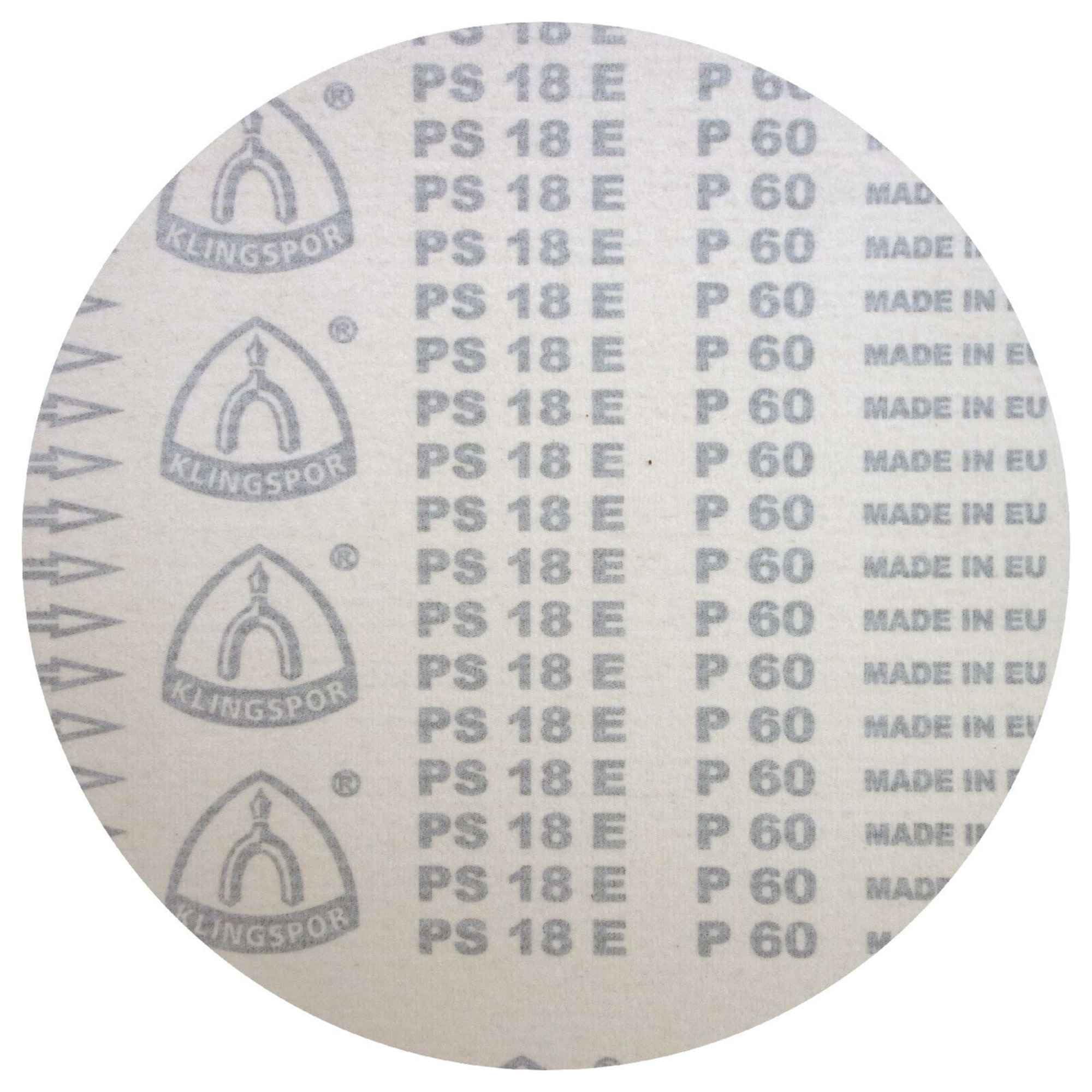 PS 18 EK lija | Incluye KLINGSPOR CS 396 y cierre de gancho y bucle combinado, diámetro 300 mm, sin perforar (GLS 0), 5 unidades Plus cierre de gancho y bucle combinado grano: A Elegir, 5