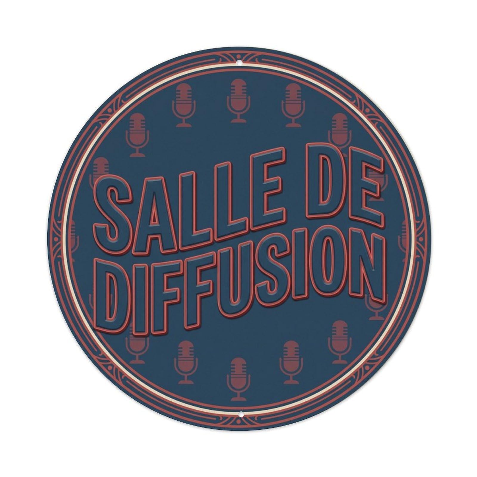Metal Tin Sign Vintage Salle De Diffusion Text Mic