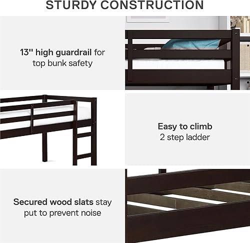 Miniatura 9 de DHP DA8377-E Milton Individual, Cama Loft Espresso Espresso,Gris,Blanco