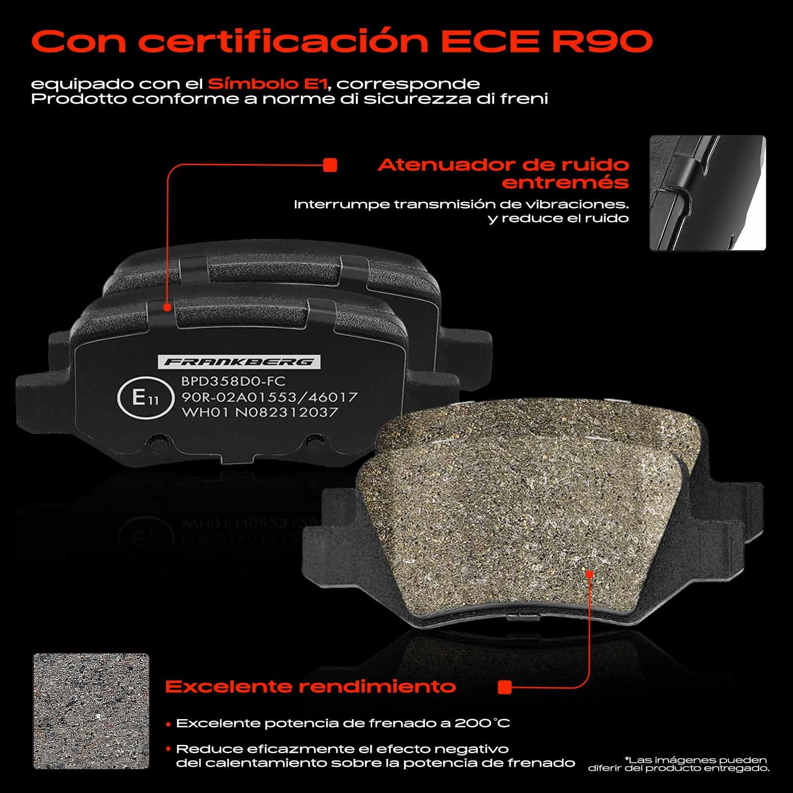 Frankberg 2 discos de freno + 4 pastillas de freno con lubricante de freno trasero izquierdo y derecho. Compatible con Clase A W169 A150-A200 2004-2012 Clase B W245 B150-B200 2005-2011 Replace#