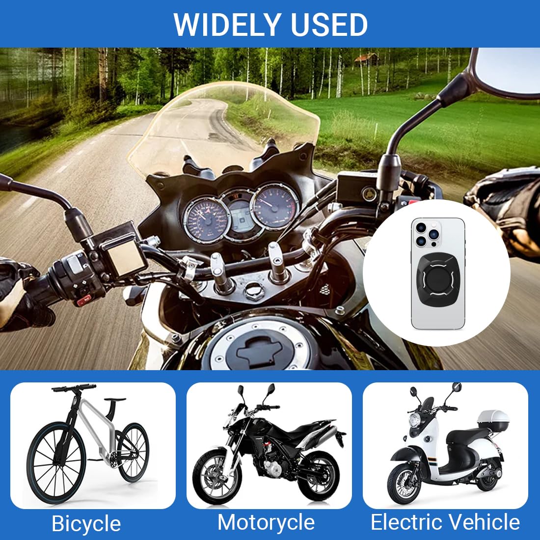 GXGM Adattatore universale compatibile con Quad Lock – Supporto rapido per smartphone, moto, bicicletta, auto e accessori