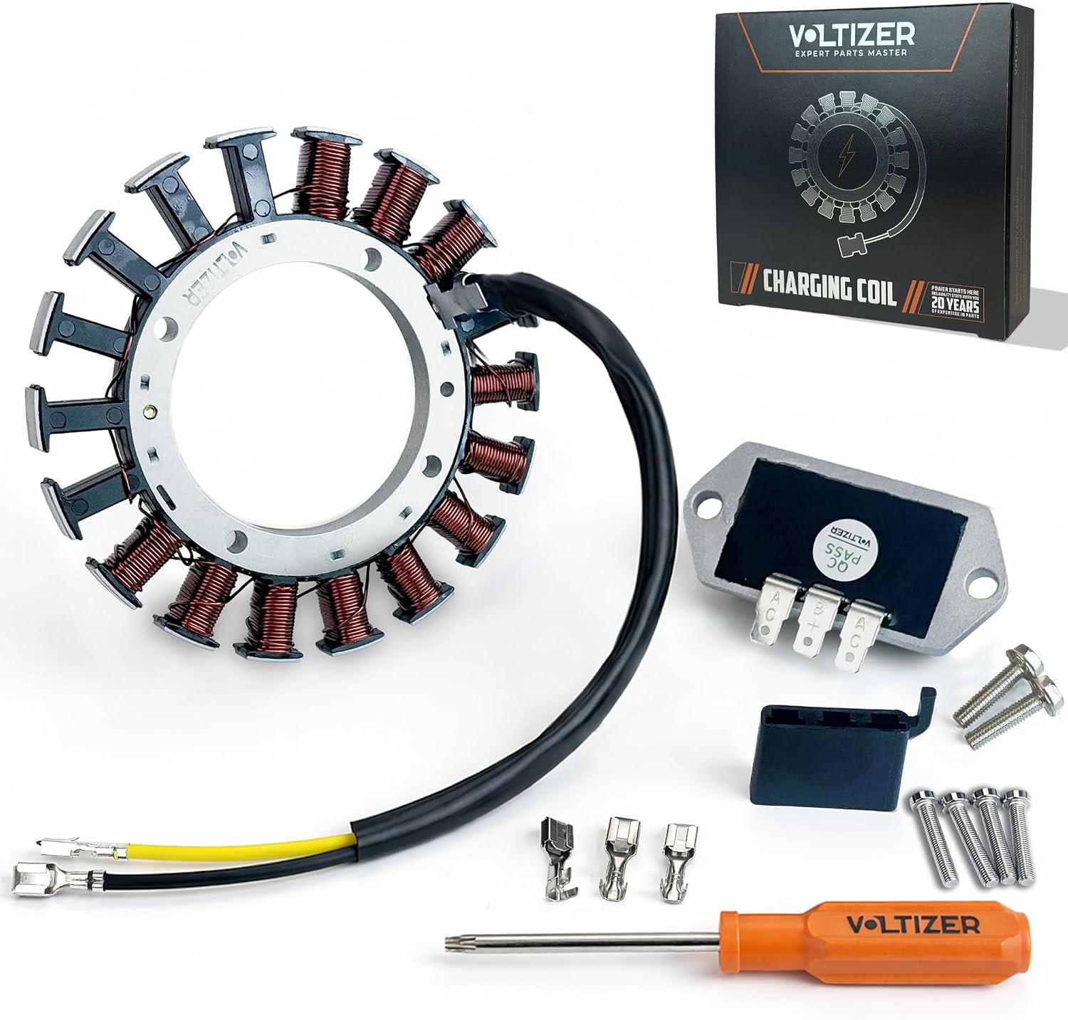 VOLTIZER High-Output 12 085 03-S Stator Kit, Fits KOHLER CV14–CV16 Series Engines (Fits Selected Serial Numbers), Includes Regulator (Fits 4140309-S), Engine-Tested and Manufactured by VOLTIZER