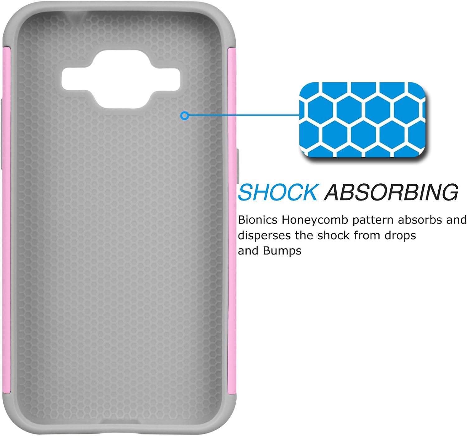 Tekcoo Core Prim Case, (TM) [Tmajor Series] [Baby Pink] Shock Absorbing Hybrid Rubber Plastic Impact Defender Rugged Hard Protective Case Cover Shell for Samsung Galaxy Core Prim/Prevail LTE