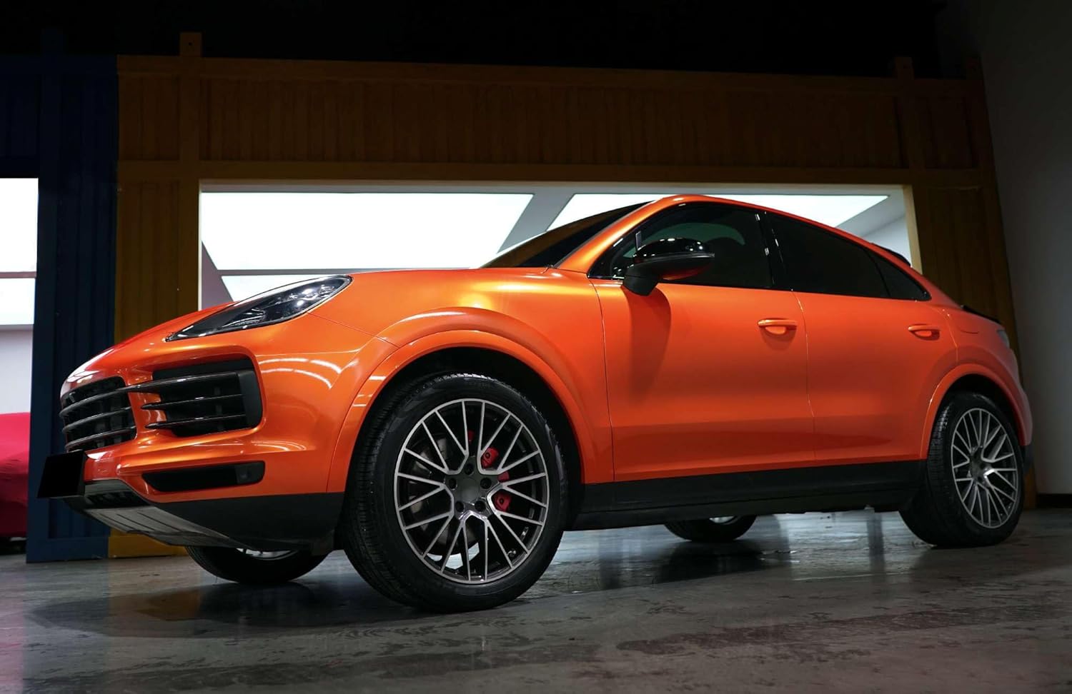 PET Super Gloss Metallic Molten Orange High Glossy Vinyl Wrap Auto Car Sticker Decal Film Sheet Bubble Free Air Release Technology with Tool Set 5FTx60FT
