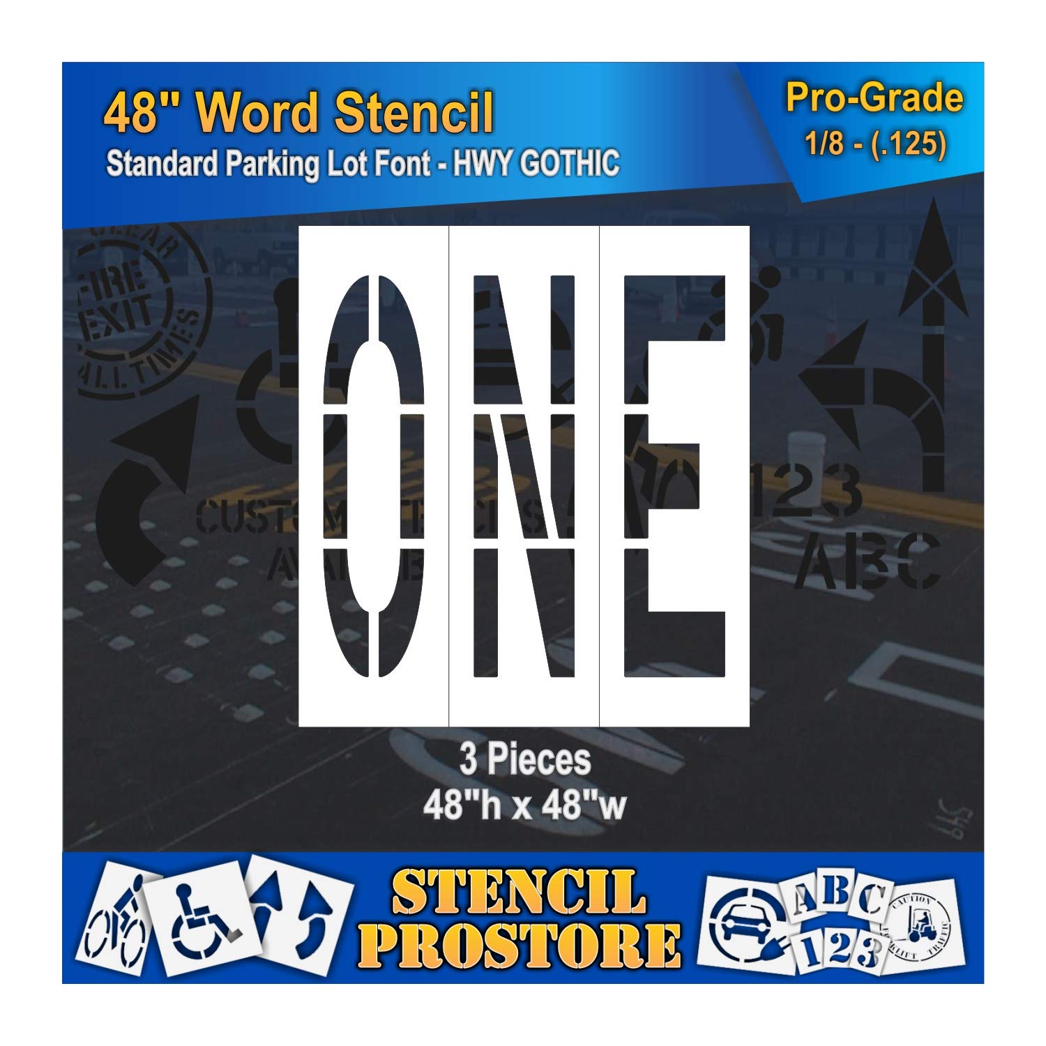 Pavement Marking Stencils - 48 inch ONE Stencil - 48" x 49" x 1/8'' (128 mil) - Pro-Grade