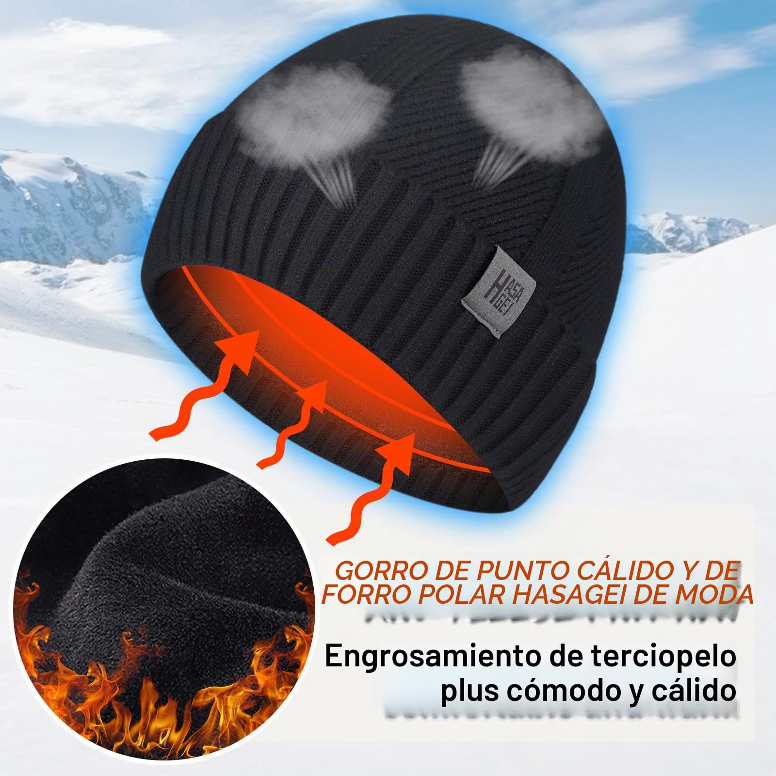 HASAGEI Gorros de Punto, Gorro Beanie para Hombre y Mujer, Diseño Clásico Moderno y Suave y Elástico, Unisex