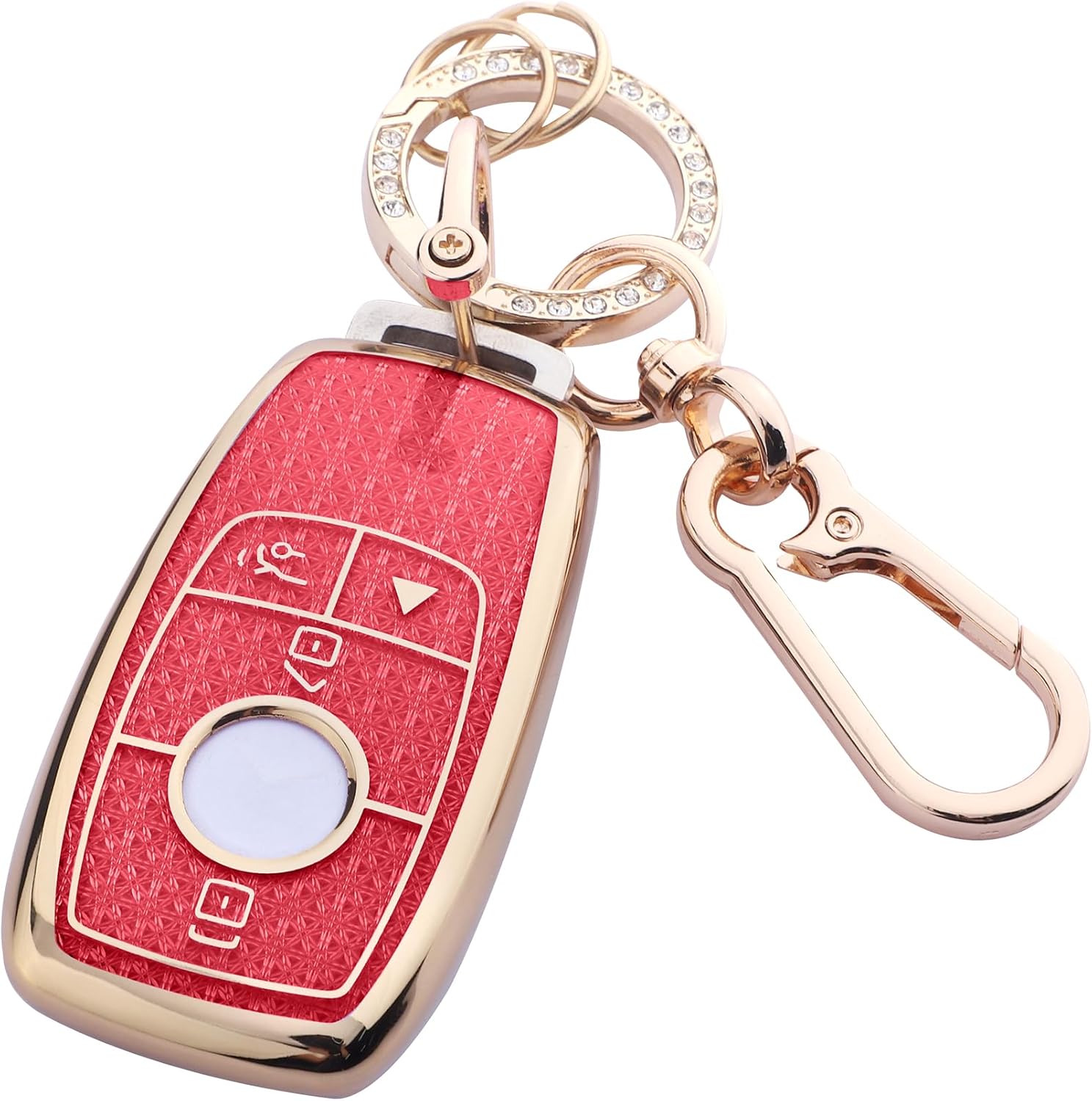 Cute Bling Key Fob Cover for Mercedes-Benz, Diamond Cut TPU Case with Keychain, Protective Shell