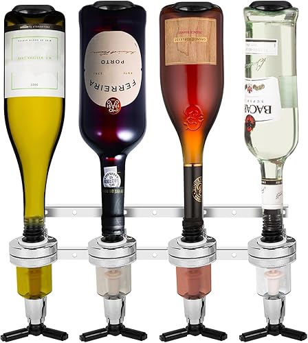Dispensador de licor, barra de mayordomo, soporte de vino montado en la pared, soporte para 4 botellas, soporte para bebidas, cóctel de chupito,