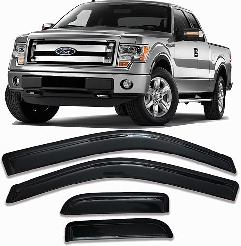 Viseras laterales adhesivas para ventana de automóvil, protectores de lluvia, deflectores de ventilación para Ford F-150 SupercabExtended Cab