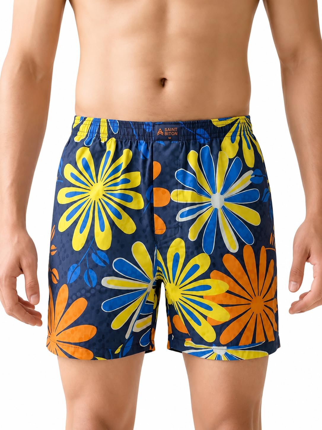 Men's Printed Cotton Boxer Shorts | Soft Breathable Fabric | Regular Fit | Assorted Floral, Dot, Paisley & Geometric Prints (in, Alpha, 2XL, Regular, Standard, Blue with Flowers)-picture-44