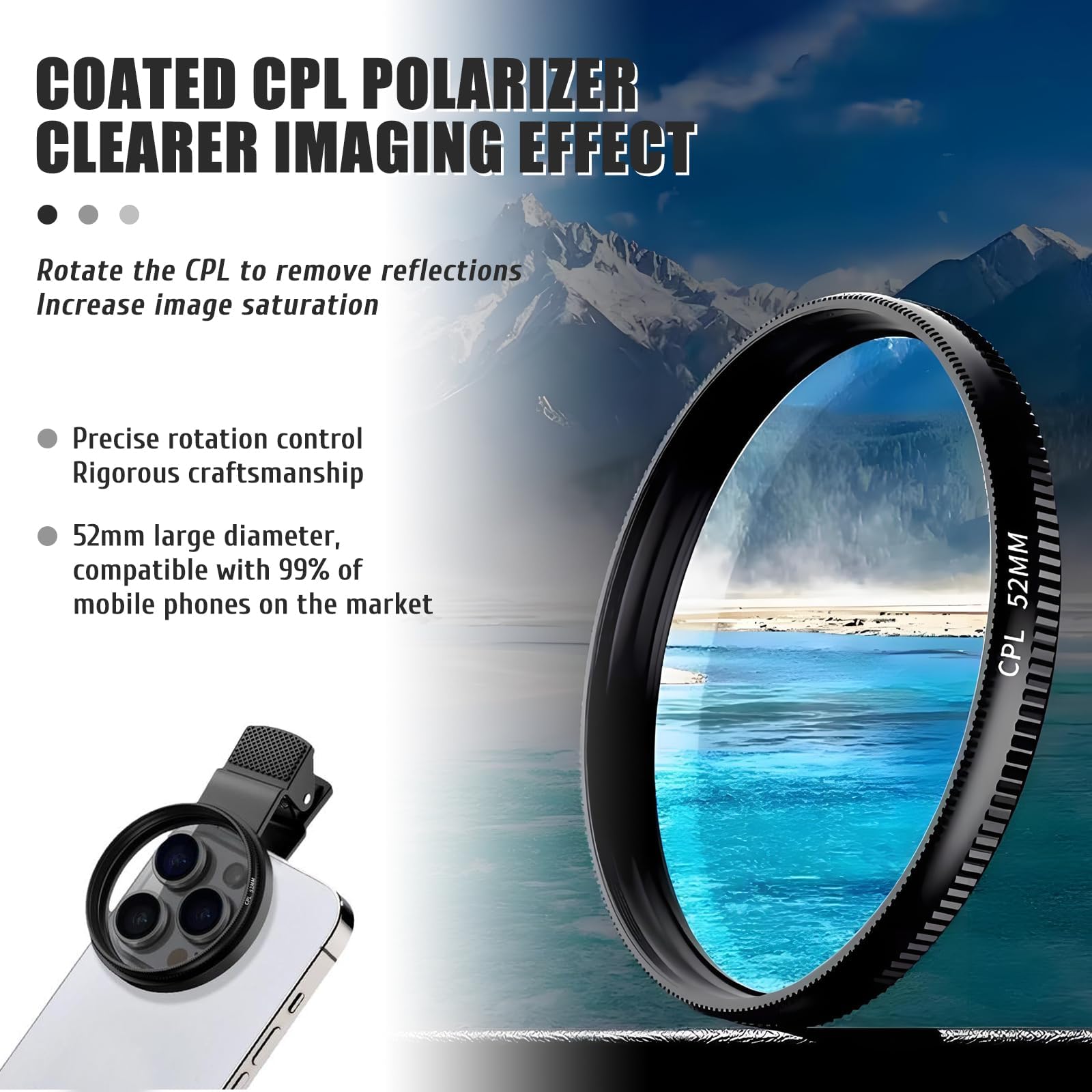 Kit Lumière LED pour Tatouage avec Filtre CPL 52mm Anti Reflets, Idéal pour Créer du Contenu TikTok Youtube Compatible avec Smartphone Tablet et Appareil Photo
