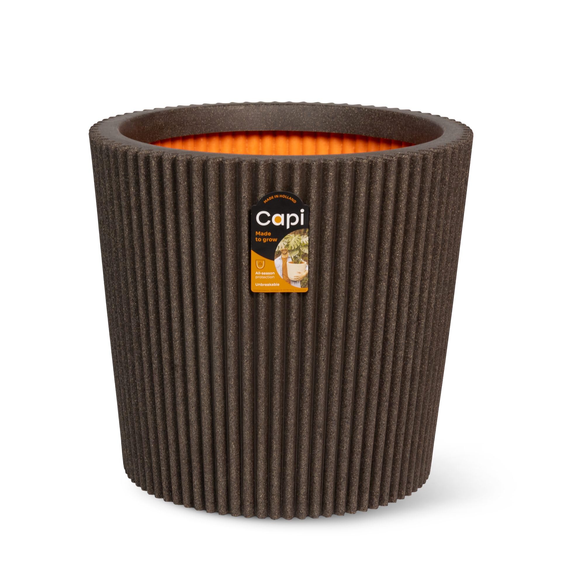 Capi Europe - Vase Conical Groove NL - 45x41 - Dark brown - Planter for indoor and outdoor use - Shatterproof - KGVDB613 โ image 1