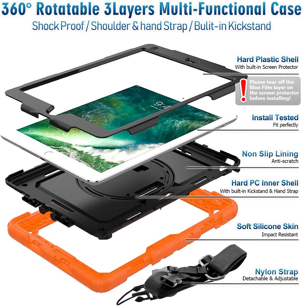Hоttеѕt Sаlеѕ Timecity Case Compatible with iPad 6th/5th Generation,9.7 Inch 2018/2017 Case with Rotating Stand/Strap Full-Body Silicone+PC Durable Protective Case for iPad 5th/6th / Air 2/ Pro 9.7 Orange 70% оƒƒ Evеrуthіng Timecity Case Compatible with iPad 6th/5th Generation,9.7 Inch 2018/2017 Case with Rotating Stand/Strap Full-Body Silicone+PC Durable Protective Case for iPad 5th/6th / Air 2/ Pro 9.7 Orange