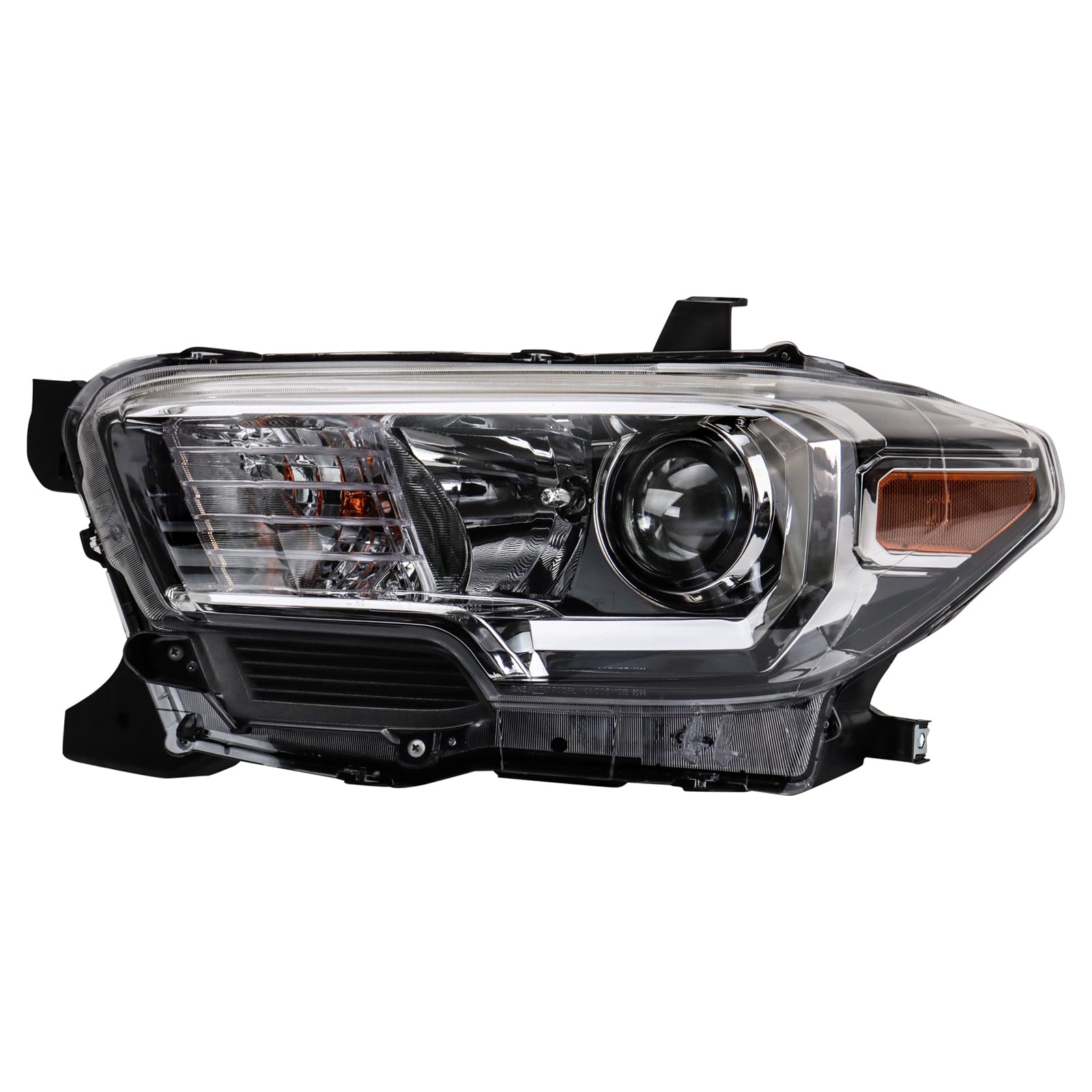 TRQ Driver Side Headlight Assembly Halogen Black Bezel Compatible with 2016-2017 Toyota Tacoma Without LED Daytime Running Lights Without Fog Lights TO2502243