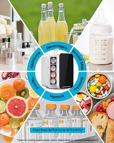 Miniatura 5 de Antarctic Star Mini refrigerador compacto portátil de 10 L, mini refrigerador de 2.6 galones con adaptadores de CACC, enfriador de cosméticos