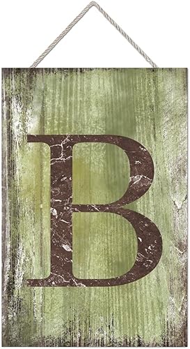 Vista 255 de Letrero colgante de madera con letra J, letrero de madera para decoración del hogar, 26 letras del alfabeto de metal, placa de madera, decoración
