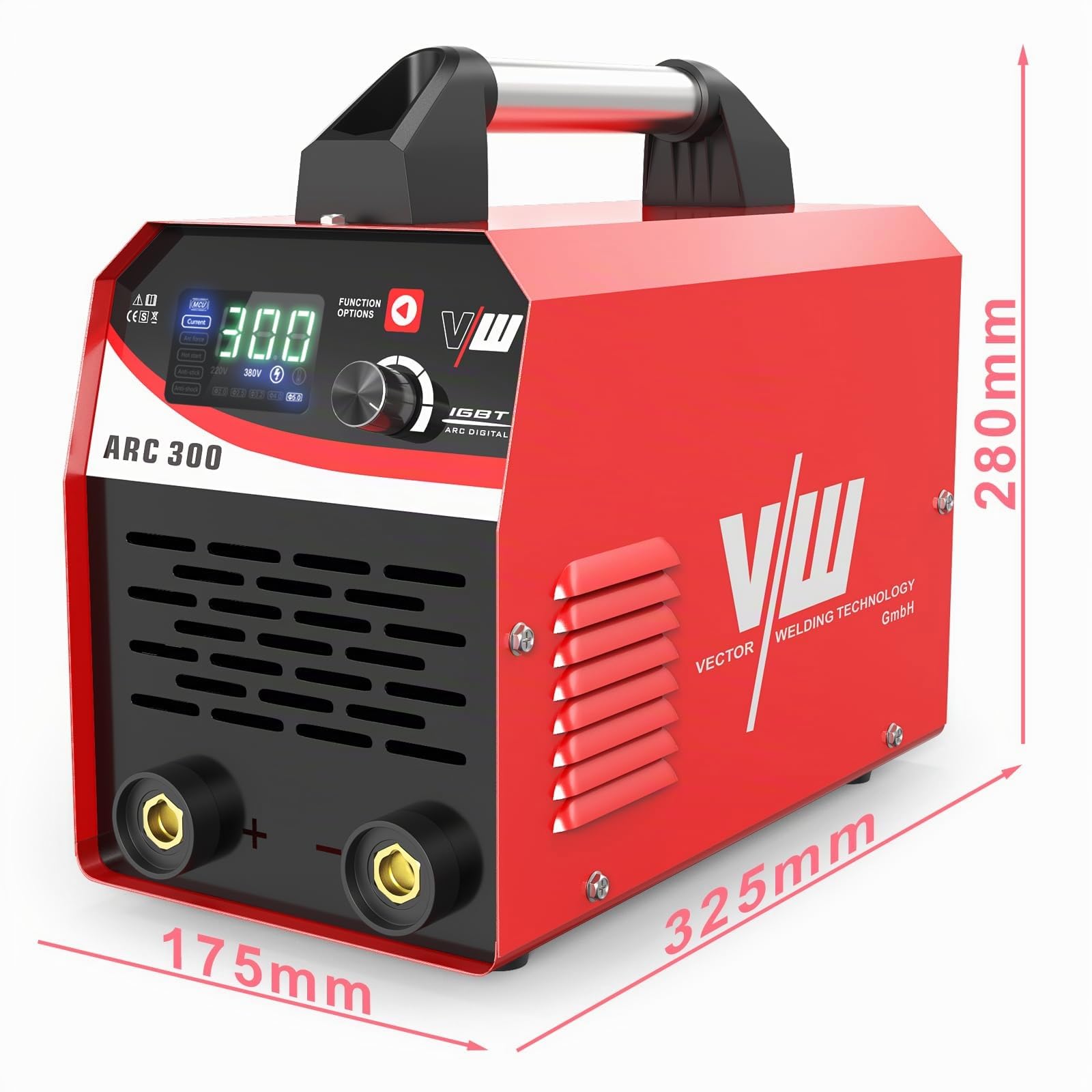 VECTOR WELDING Máquina de Soldar de Electrodo 300A, Soldador Inverter MMA/ARC con Arranque en Caliente, Antiadherente y Protección contra Sobrecalentamiento para Profesionales