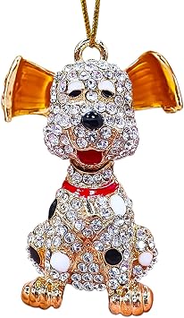 Dog Ornaments for Christmas Tree, Handmade Metallic Ornament with Rhinestone, Cute Pet Decor, Beautiful Christmas Ornaments for Kids - Gifts for Dog Lovers