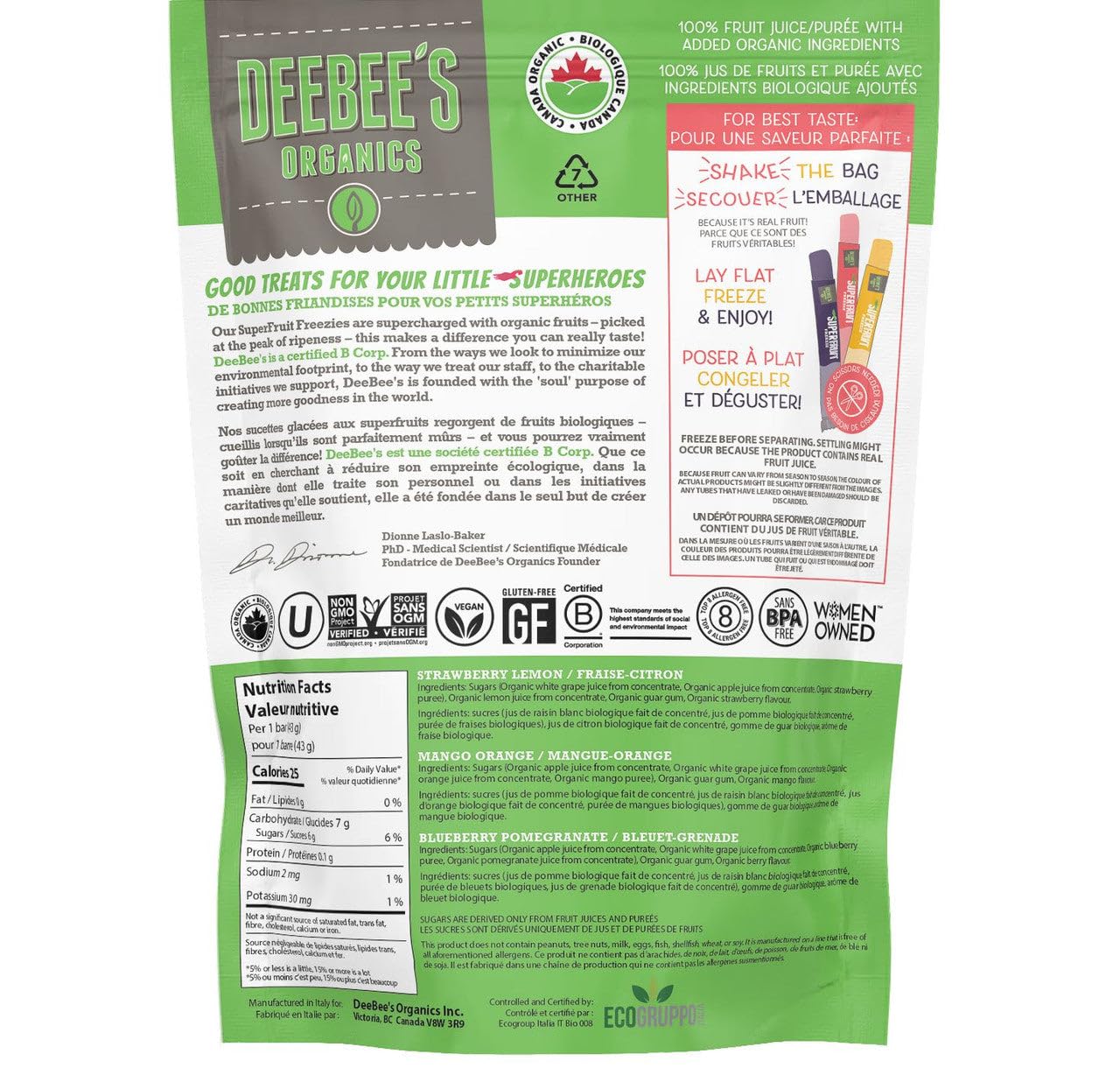 DEEBEES Organic Superfruit Freezies, 40 ML