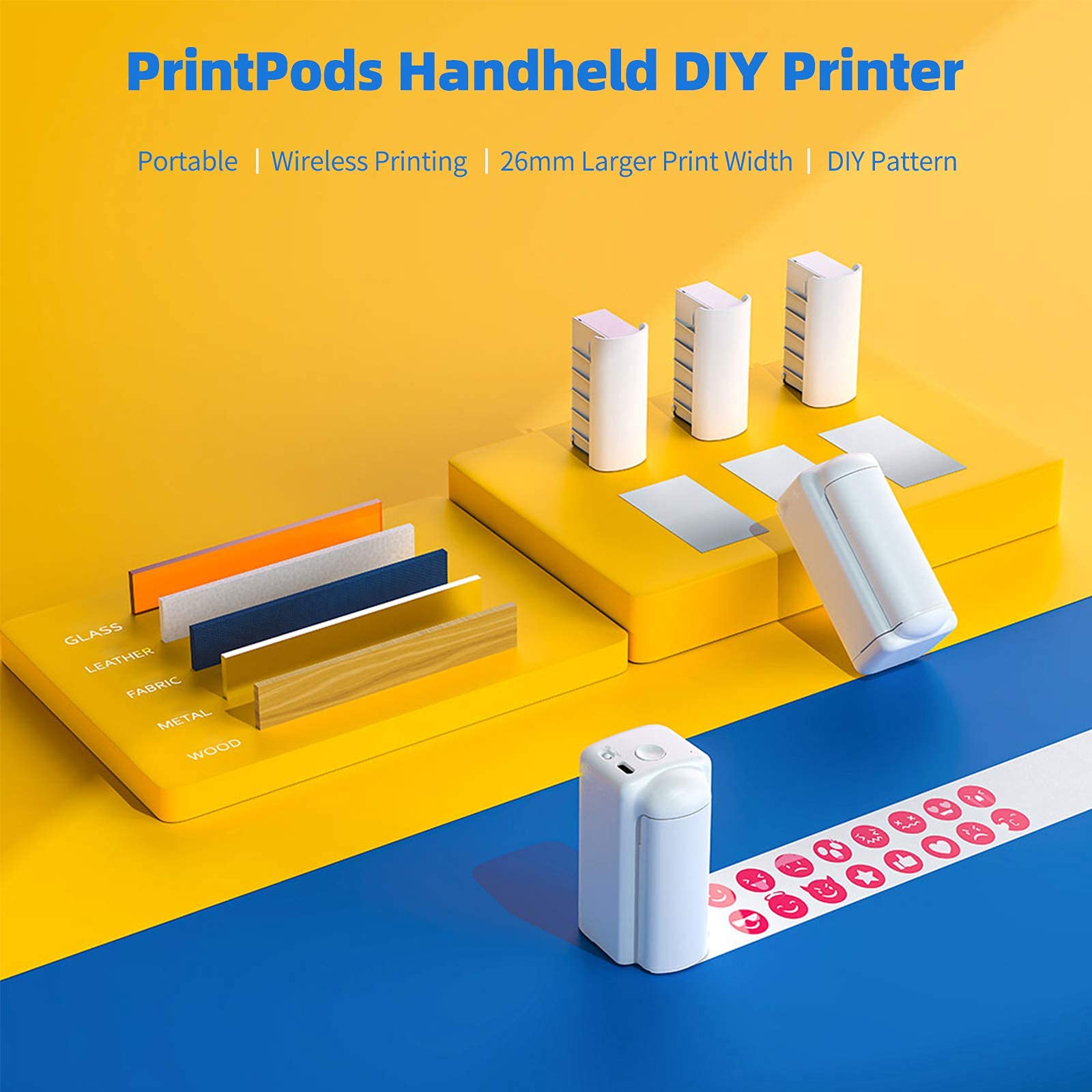 Impresora Mano Printpods Mini Impresora Tatuaje inyección Tinta portátil Cartucho Tinta Soporte conexión WiFi
