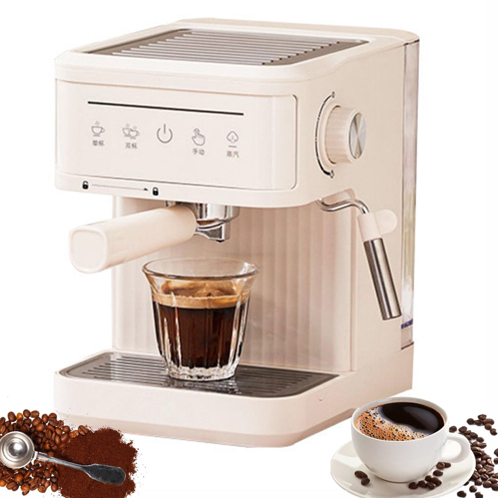 Cafetera Espresso De 20 Bares, Cafetera SemiautomáTica con Vaporizador De Leche, Pantalla TáCtil, Tanque De Agua De 60 Oz, Cafetera para El Hogar, MáQuina De Café con Leche MilkyWhite