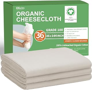 Organic Cheese Cloths, GOTS Certified, 36 Sq.Feet, Reusable Cheese Cloth