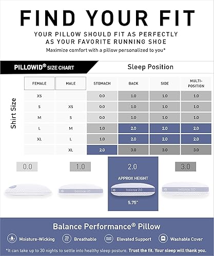 Miniatura 2 de Bedgear Almohada Balance Performance  2.0  Almohada de cama que absorbe la humedad para todas las posiciones de sueño  Almohada de cama de firmeza