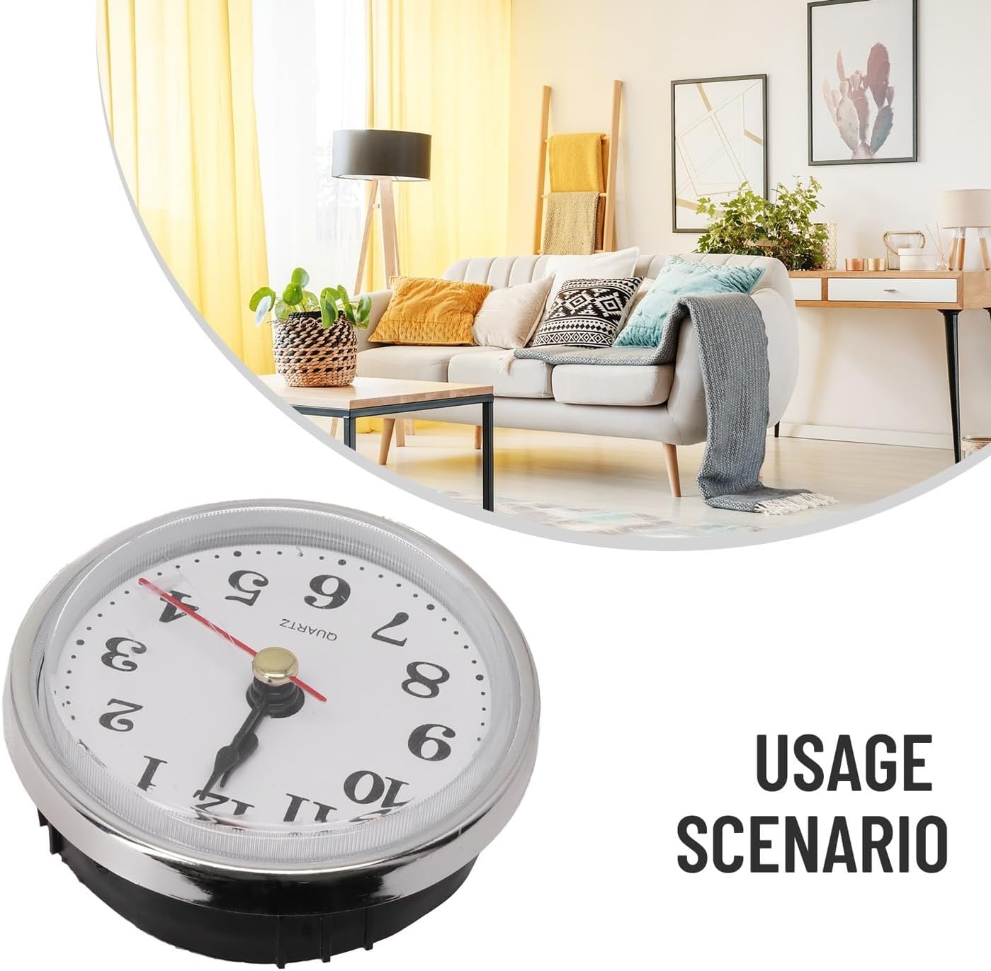 65mm Quartz Clock Movement Replacement DIY Clock Repair – Gold-Trimmed Arabic Numerals White, 65mm Diameter, & Construction, Requires 1x AAA Battery(Silver)